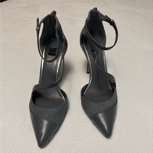 White House Black Market Dark Gray Strappy Heels